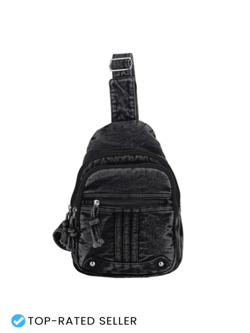 Y2K Denim Sling Bag Washed Jean Crossbody Convertible Backpack Chest Purse